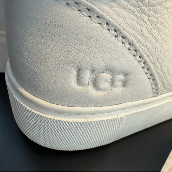 UGG White Olli High Top Leather Sneakers Size 9 - Picture 5 of 7